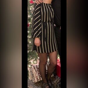 LOFT Black and Tan Long Sleeve Dress